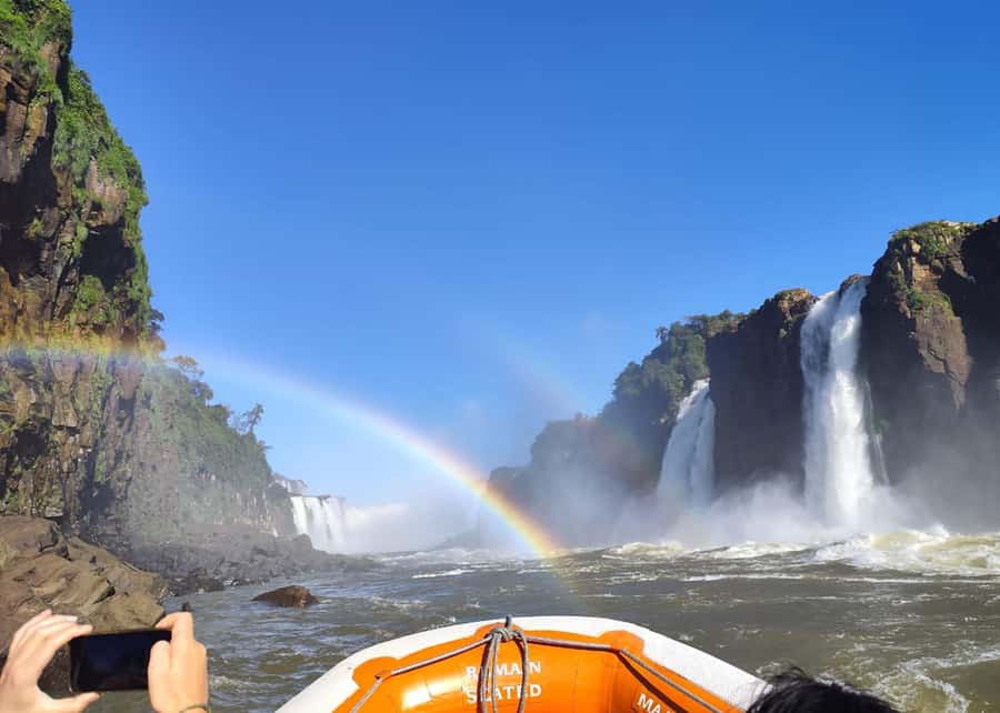 Adventure at Iguazu Falls: Safari, Bird Park, and Waterfalls - Taking the Macuco Safari boat to the falls