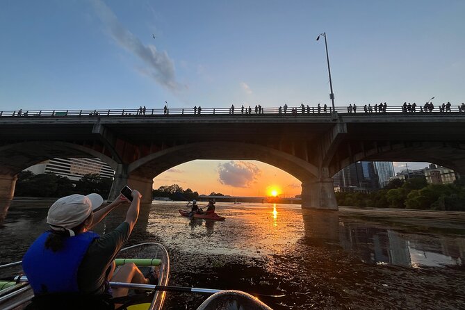 Downtown Austin Skyline Clear Kayak Tour at Lady Bird Lake - The Congress Avenue Bridge and Austin’s famous bats