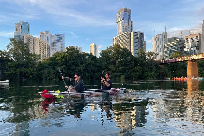 Downtown Austin Skyline Clear Kayak Tour at Lady Bird Lake - Historic steel and the Pfluger Pedestrian Bridge
