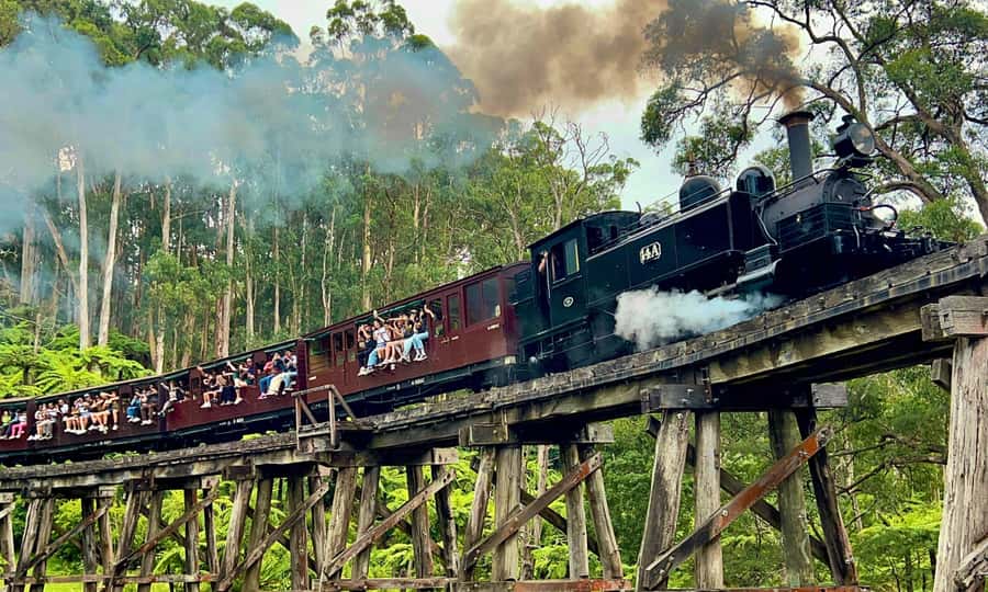 From Melbourne: Puffing Billy & Penguins Combo Tour Package - Lakeside and Emerald Lake Park