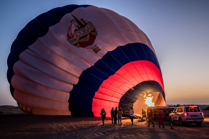 Hot Air Balloon Ride & In-flight Falcon Show including Transfers - Watching the balloon inflate before boarding