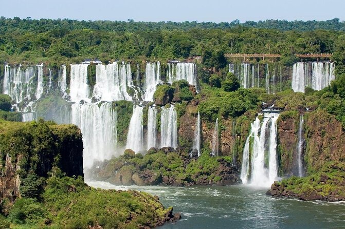Iguassu Falls Brazilian Side: Macuco Safari, Helicopter Flight and Bird Park - Brazilian-side walkways and the first look at the falls